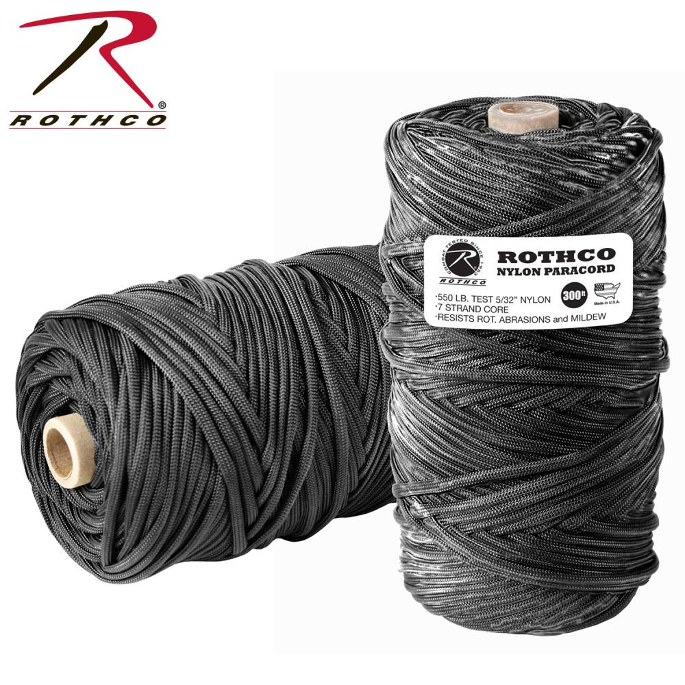 Rothco USA Paracord 550 Type III Black 300ft Nylon