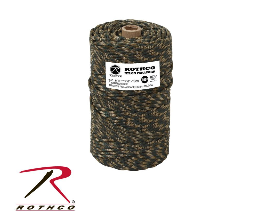 Rothco USA Paracord 550 Type III Woodland Camo 300ft Nylon
