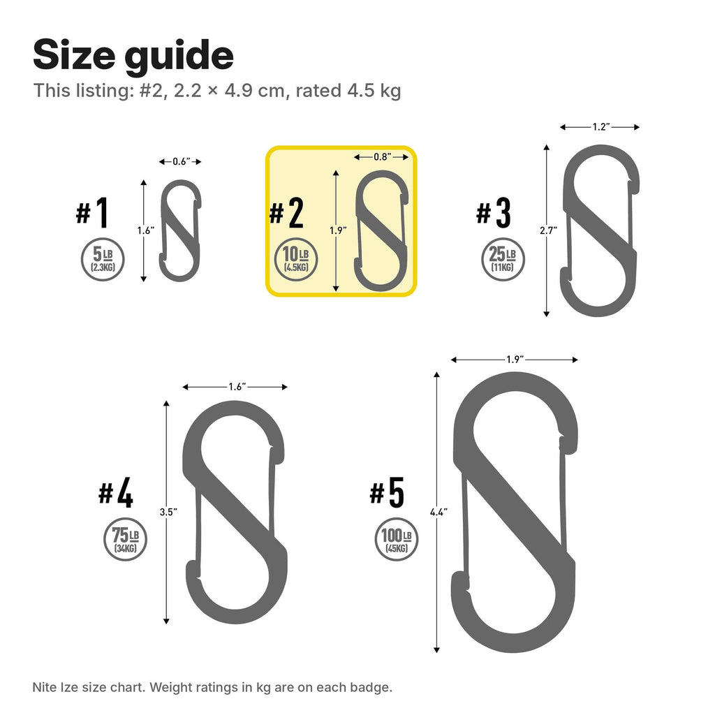 NITE IZE S-Biner® #2 Stainless Steel Carabiner 3Pack - Black