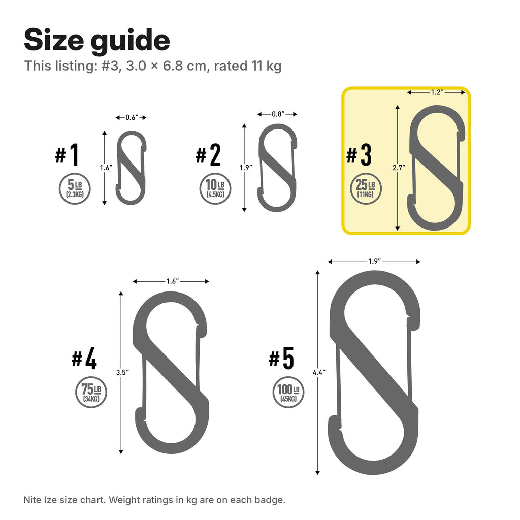 NITE IZE S-Biner® #3 Stainless Steel Carabiner - Black