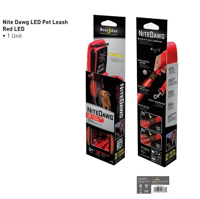 NITE IZE Nite Dawg® LED Dog Leash Red