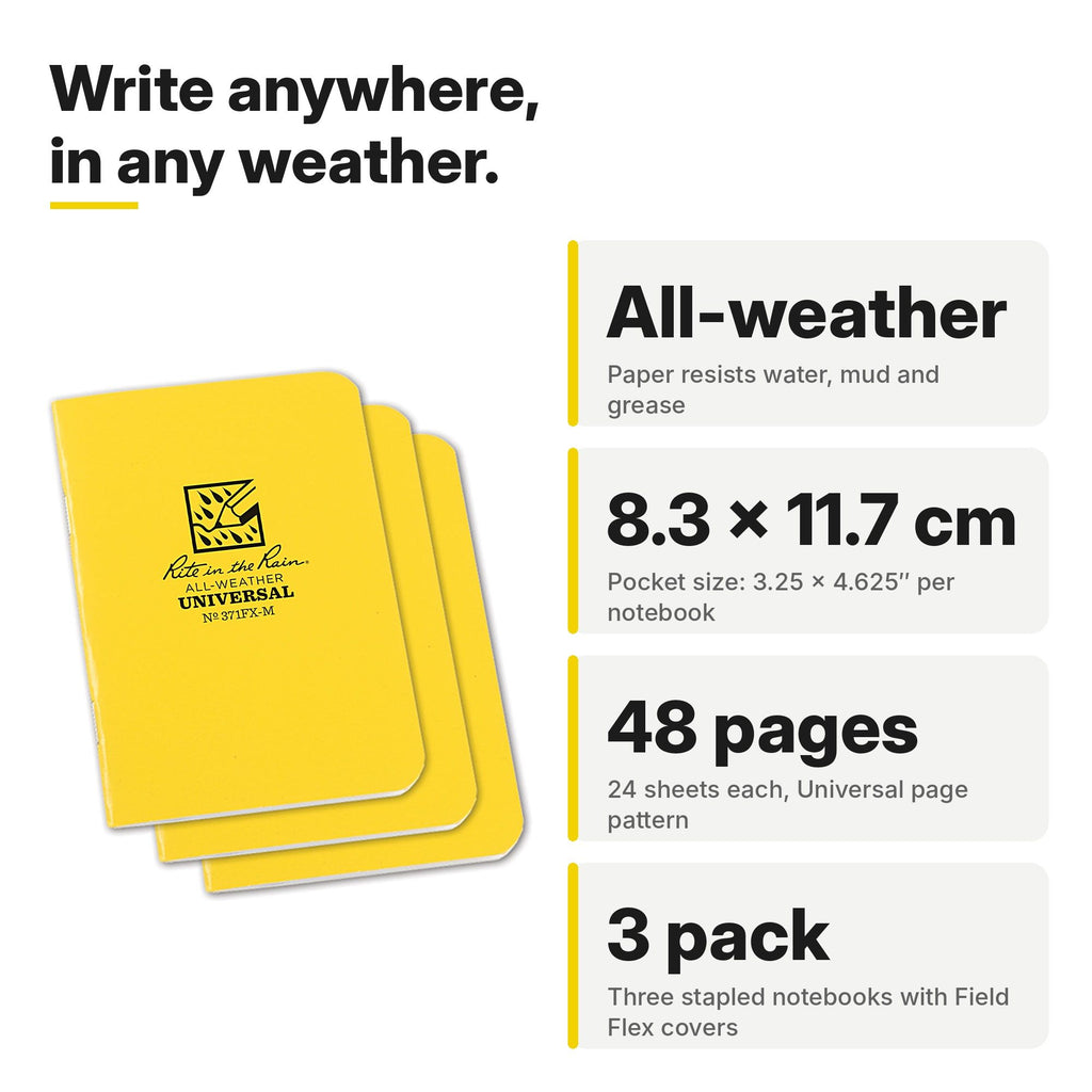 Rite in the Rain Waterproof Pocket Notebook 3 Pack
