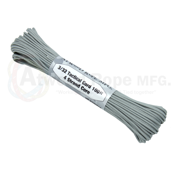 Atwood Paracord 275 - Grey - 2.4mm 4 Strand - USA Made