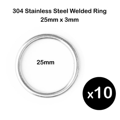 Stainless Steel 304 Welded O Ring 25mm x 3mm