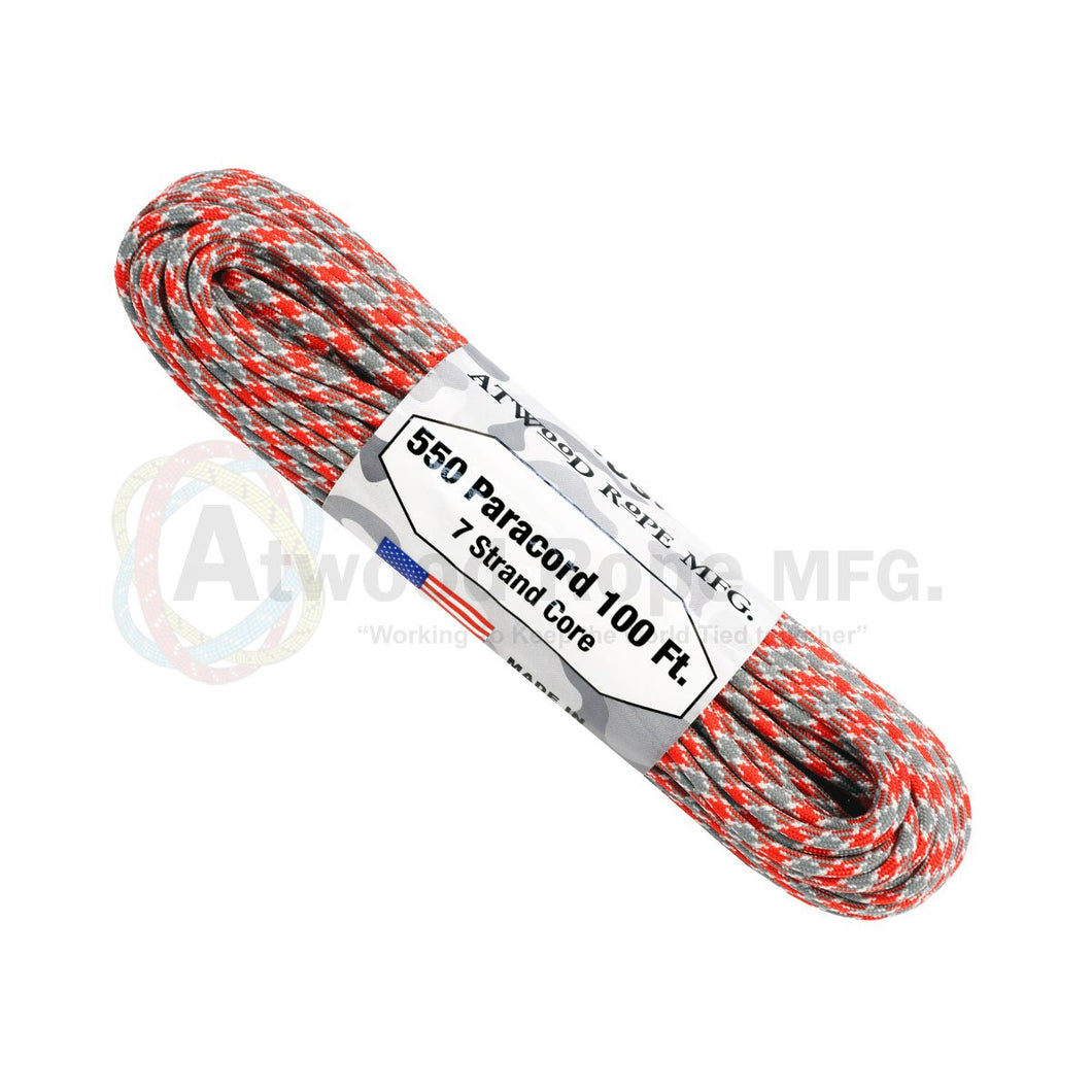Atwood Rope USA Paracord 550  - Scarlet & Grey