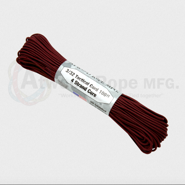 Atwood Paracord 275 - Maroon - 2.4mm  4 Strand