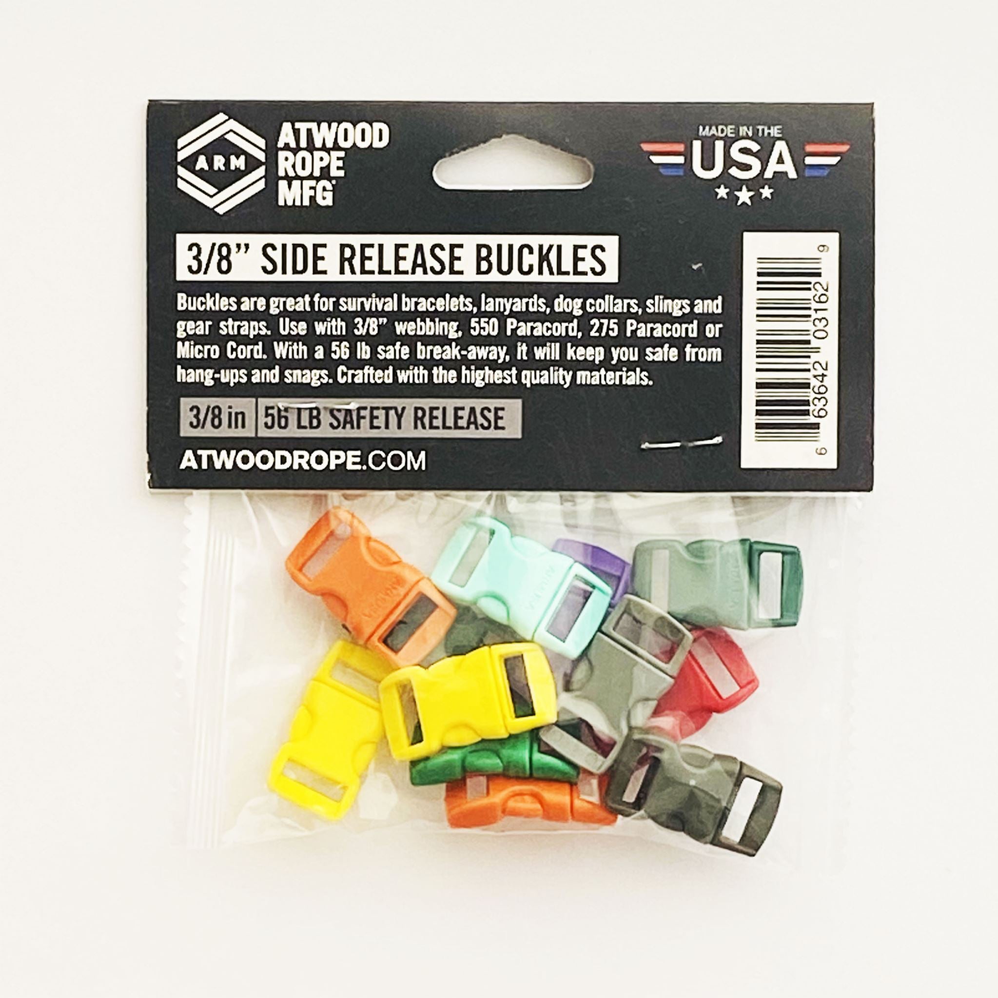 Atwood USA Paracord buckles 10mm Assd Colours 10 pce
