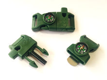 2pk Fire starter whistle compass Buckles 15mm
