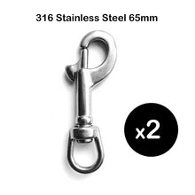 Stainles Steel 316 H/Duty Swivel Eye Snap Hook 65mm